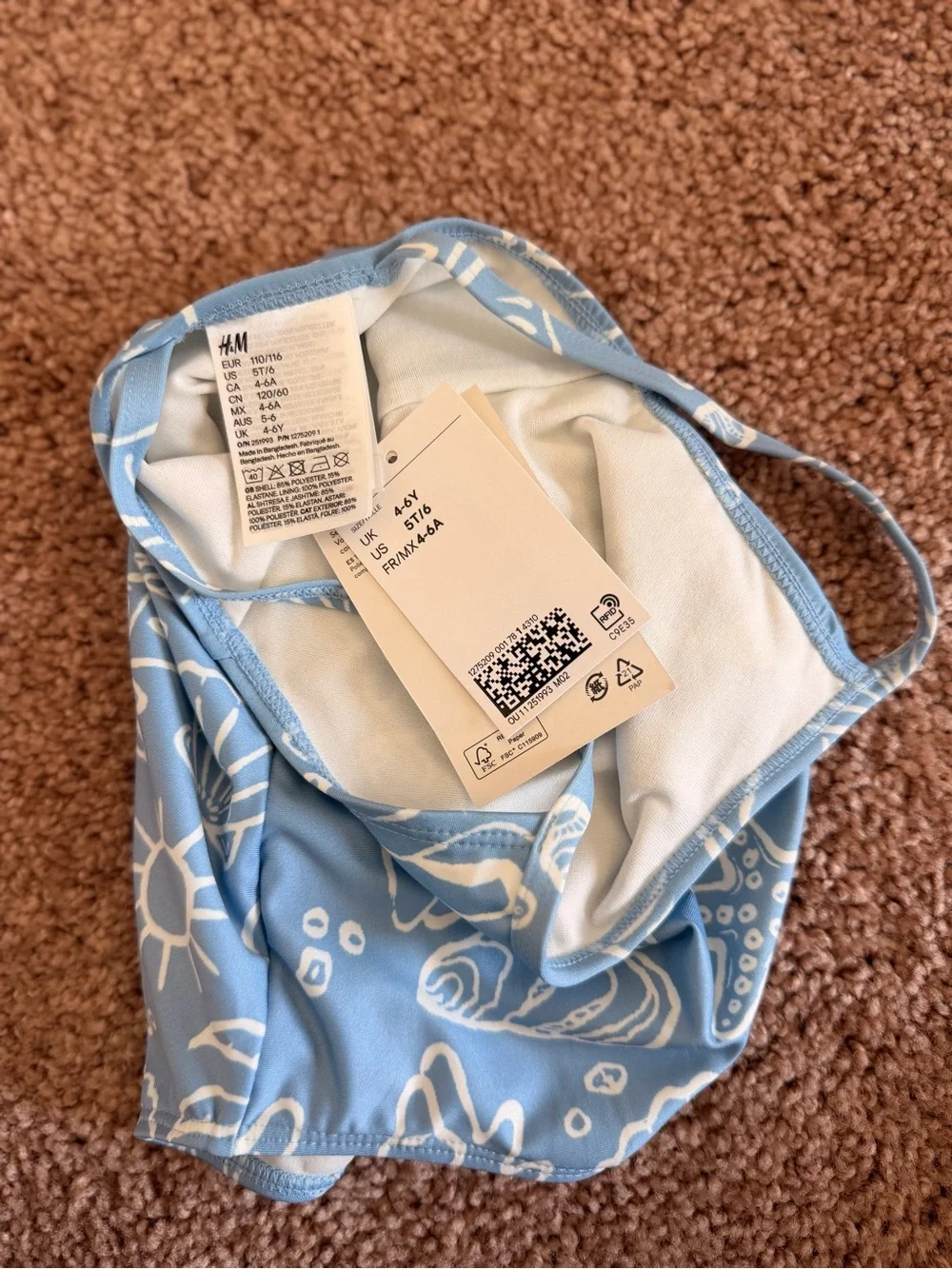 H&M Light Blue Seashell-Print One-Piece Swimsuit